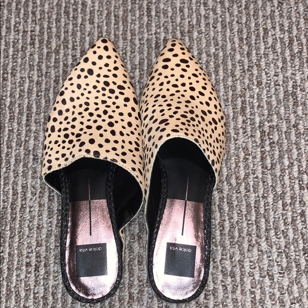 Dolce Vita Leopard Print Faux Calf Hair Slides